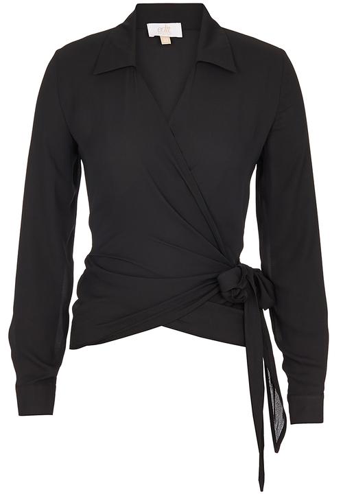 edit - Wrap-over Tie Blouse Black