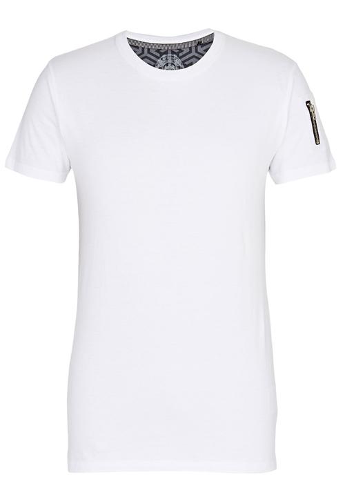 Brave Soul - Eclipse Crew Neck T-Shirt with Sleeve Pocket White