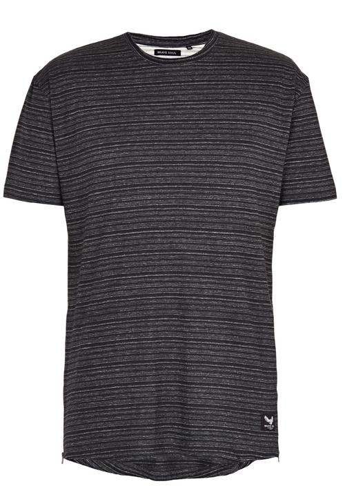 Brave Soul - Longer Length T-Shirt with Side Zips Dark Grey