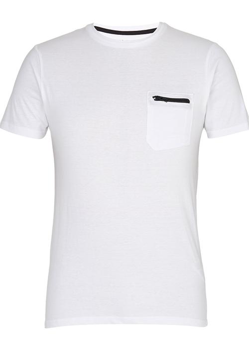 Brave Soul - Crew Neck T-Shirt with Chest Pocket White