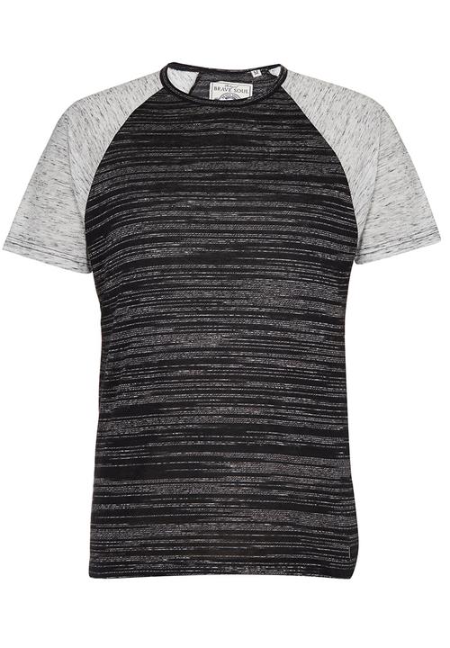 Brave Soul - Crew Neck T-Shirt with Contrast Sleeves Black
