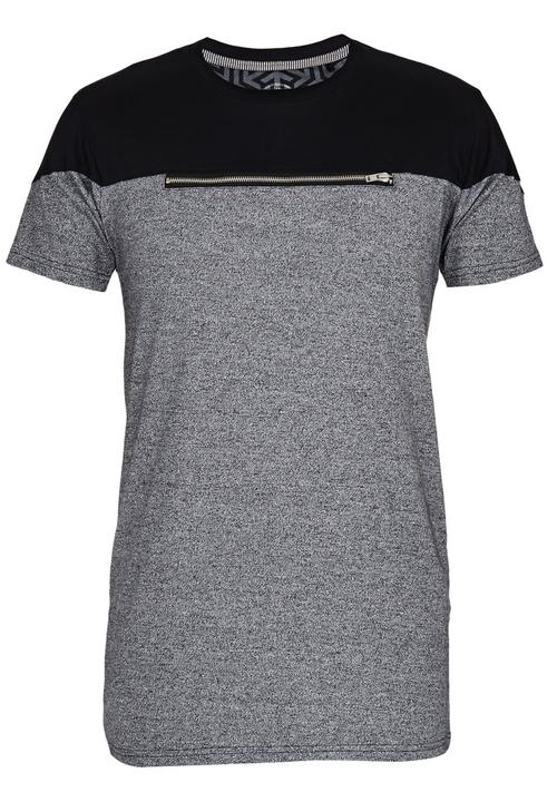 Brave Soul - Eclipse Crew Neck T-Shirt with Zip Detail Grey