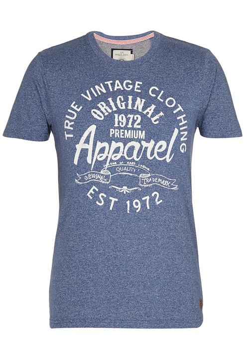 Brave Soul - Grindle Crew Neck Printed T-Shirt Pale Blue