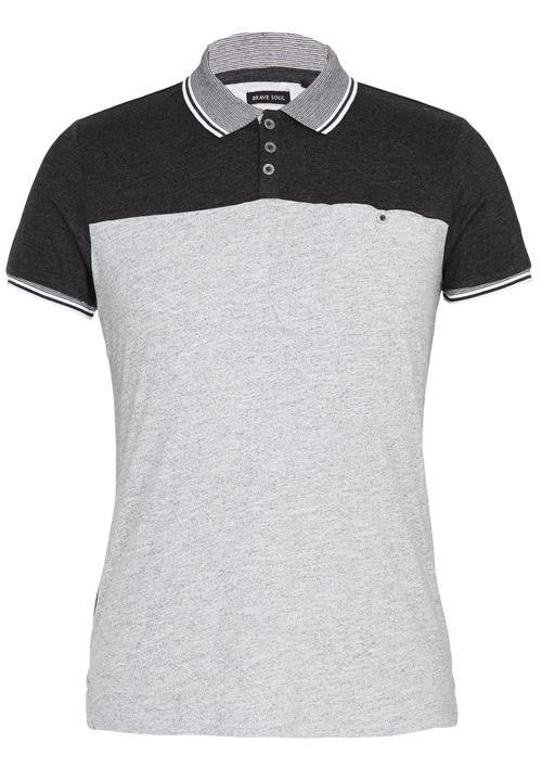 Brave Soul - Polo T-Shirt with Concealed Chest Pocket Dark Grey
