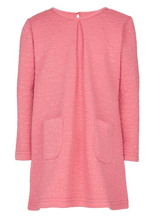 See-Saw - Textured Long Sleeve Dress Coral