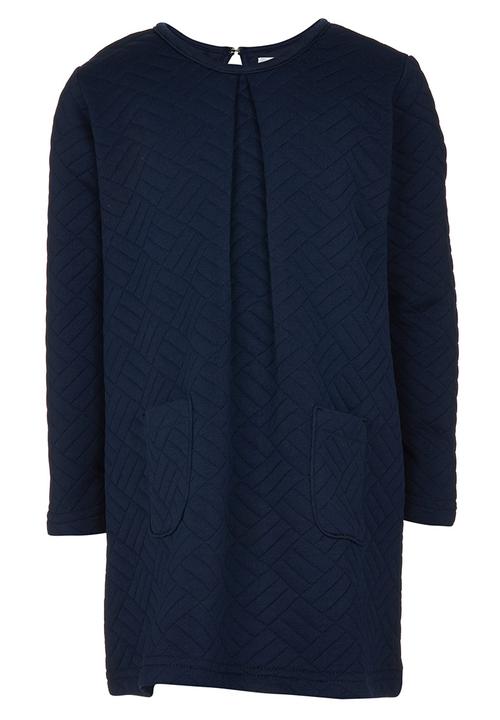 See-Saw - Textured Long Sleeve Dress Navy