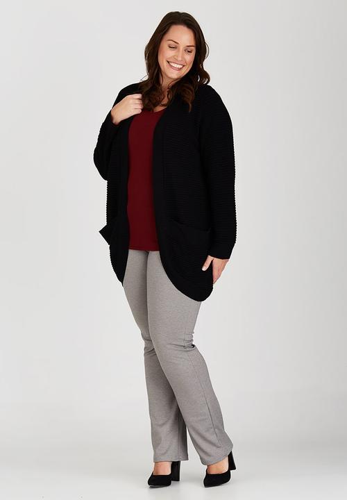EVANS - Textured Ribbed Cardigan Black