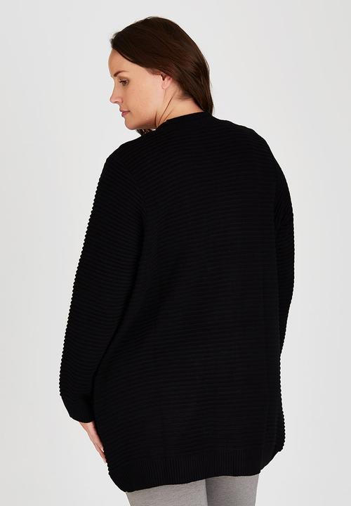 EVANS - Textured Ribbed Cardigan Black