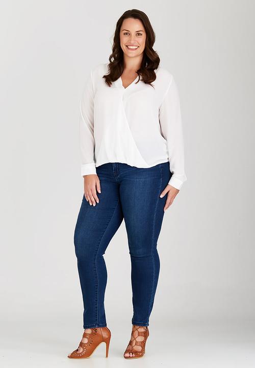 Brave Soul - Long Sleeve Wrap-Over Shirt Milk