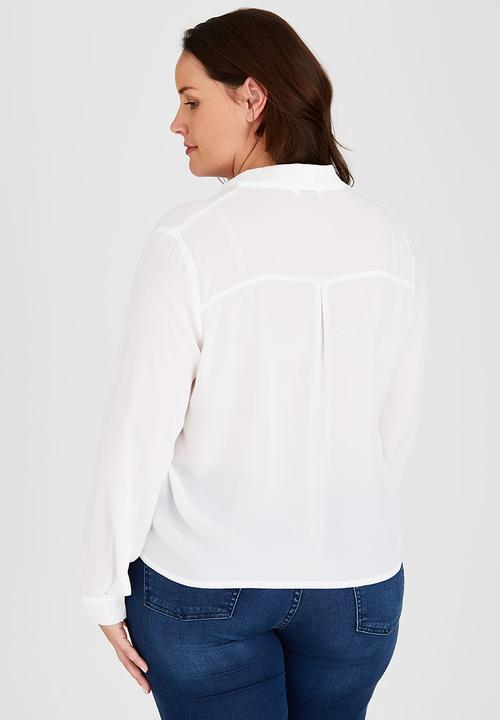 Brave Soul - Long Sleeve Wrap-Over Shirt Milk