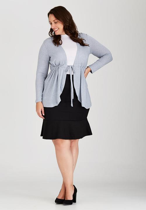 edit Plus - Knit Gauged Cardigan Grey