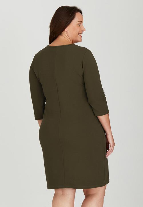 edit Plus - Longer Length Zip Top Khaki Green