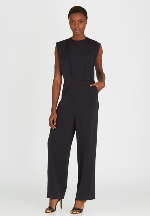 Wide Leg Lace Back Jumpsuit Black Paper Dolls Jumpsuits