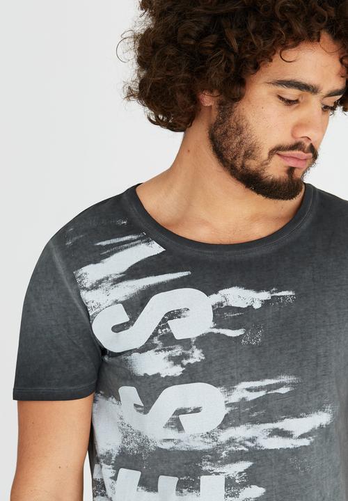 GUESS - Washed Guess Crew T-Shirt Dark Grey