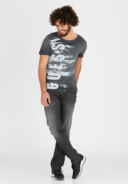 GUESS - Washed Guess Crew T-Shirt Dark Grey