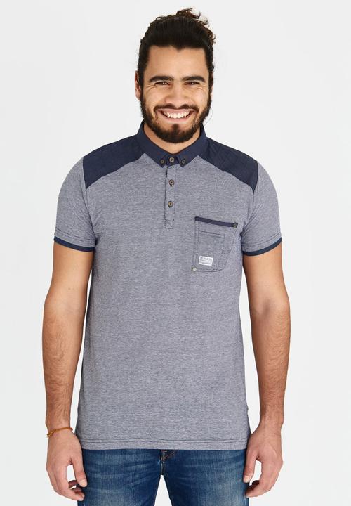 Brave Soul - Polo T-Shirt with Chest Pocket Navy