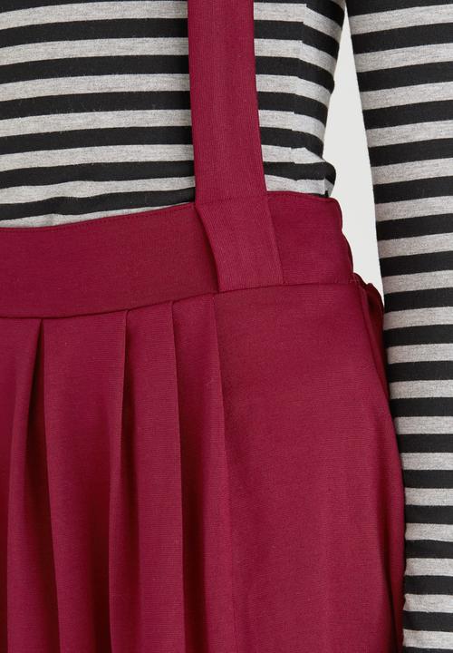 c(inch) - Dungaree Midi Skirt Dark Red