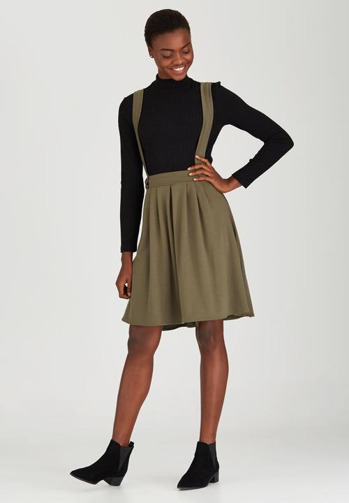 c(inch) - Dungaree Midi Skirt Dark Green