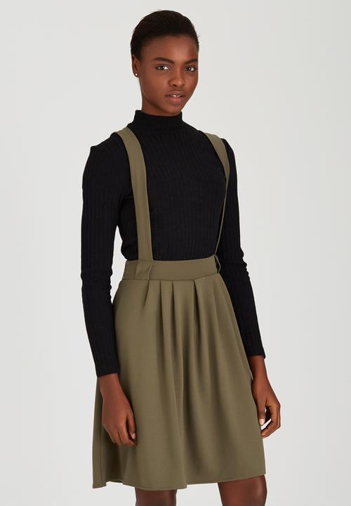 c(inch) - Dungaree Midi Skirt Dark Green