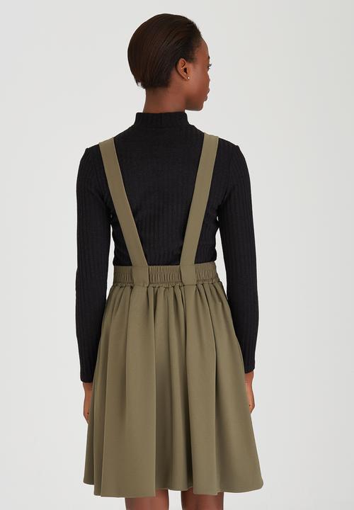 c(inch) - Dungaree Midi Skirt Dark Green