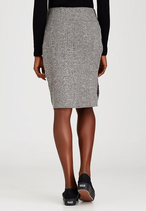 c(inch) - Ribbed Midi Skirt Grey Melange