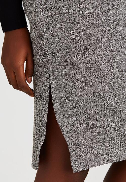 c(inch) - Ribbed Midi Skirt Grey Melange