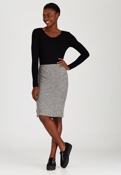 c(inch) - Ribbed Midi Skirt Grey Melange