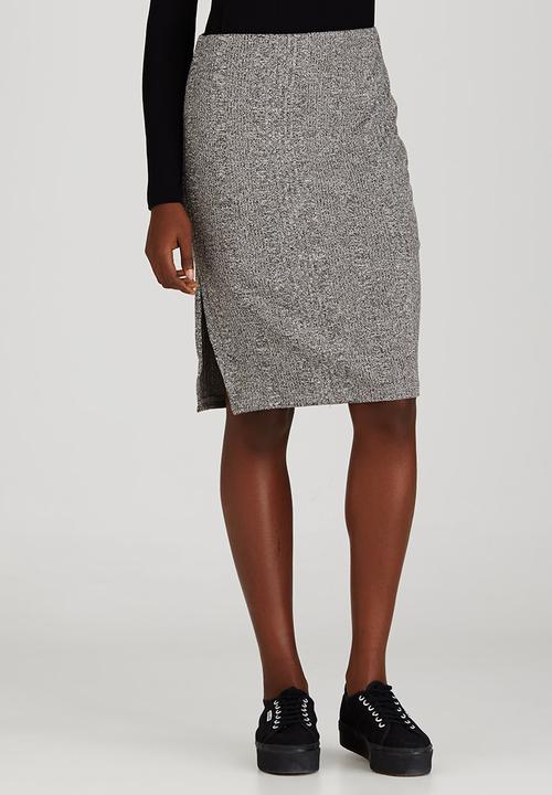 c(inch) - Ribbed Midi Skirt Grey Melange