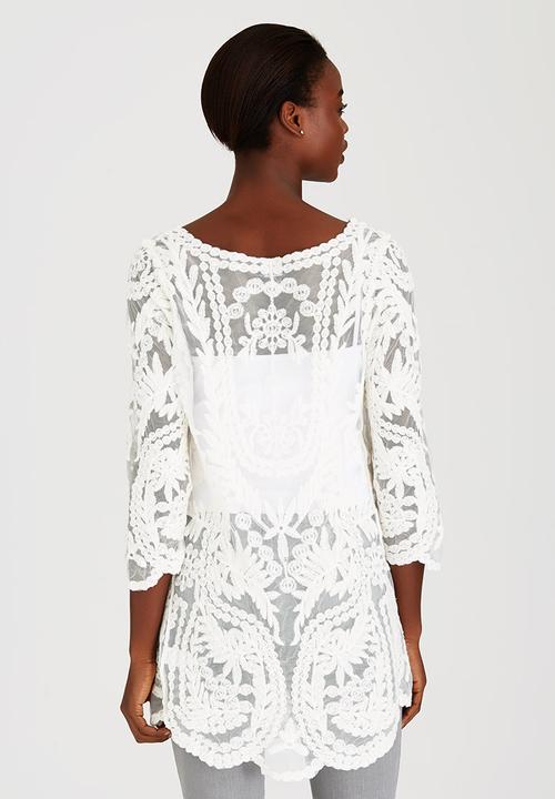 STYLE REPUBLIC - Hollow Crochet Tunic Off White