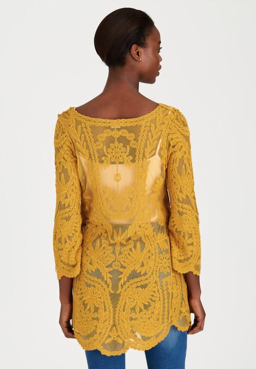 STYLE REPUBLIC - Hollow Crochet Tunic Yellow