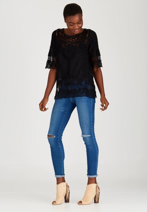 STYLE REPUBLIC - Combo Crochet Top Black