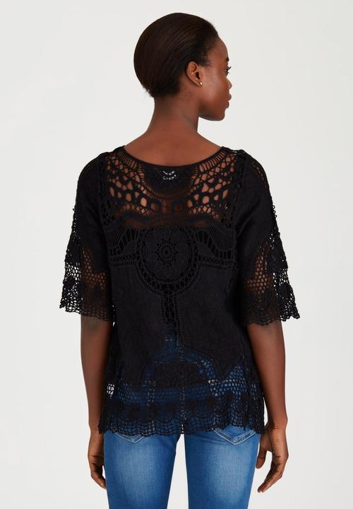 STYLE REPUBLIC - Combo Crochet Top Black