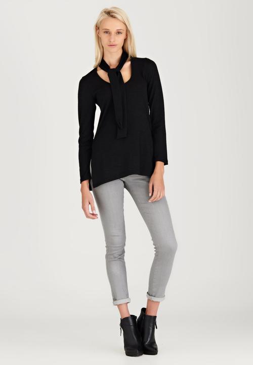 c(inch) - Self Tie Tunic Black