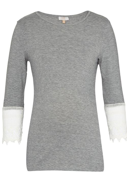 edit Maternity - Lace Sleeve T-shirt Grey