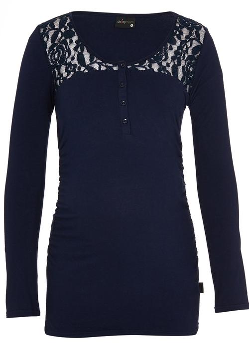 Cherry Melon - Long Sleeve Henley Top Navy