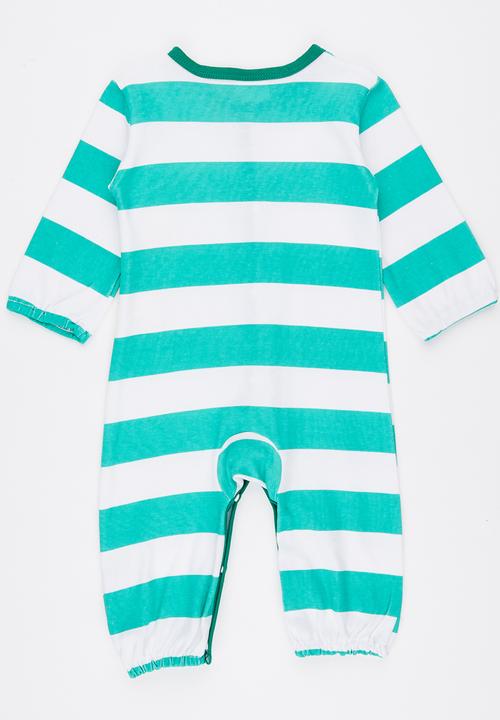 Pop Candy - Green  Stripe Giraffe  Long Sleeve Jumper Mid Green