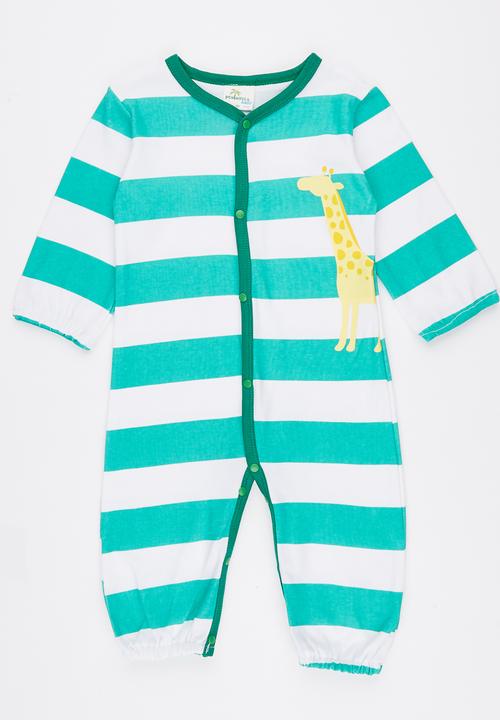 Pop Candy - Green  Stripe Giraffe  Long Sleeve Jumper Mid Green