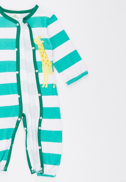 Pop Candy - Green  Stripe Giraffe  Long Sleeve Jumper Mid Green