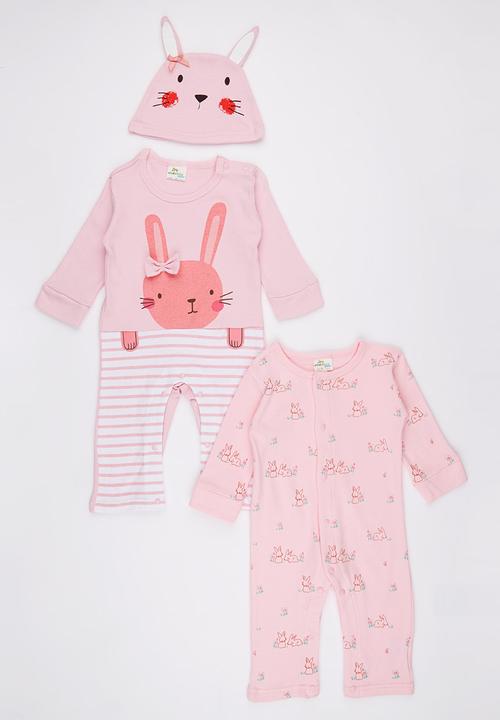 Pop Candy - 3 Piece Pink Bunny   Set Multi-colour