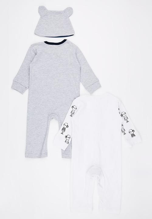 Pop Candy - 3 Piece Monkey  Set Blue and White