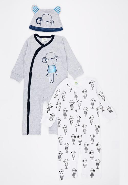 Pop Candy - 3 Piece Monkey  Set Blue and White