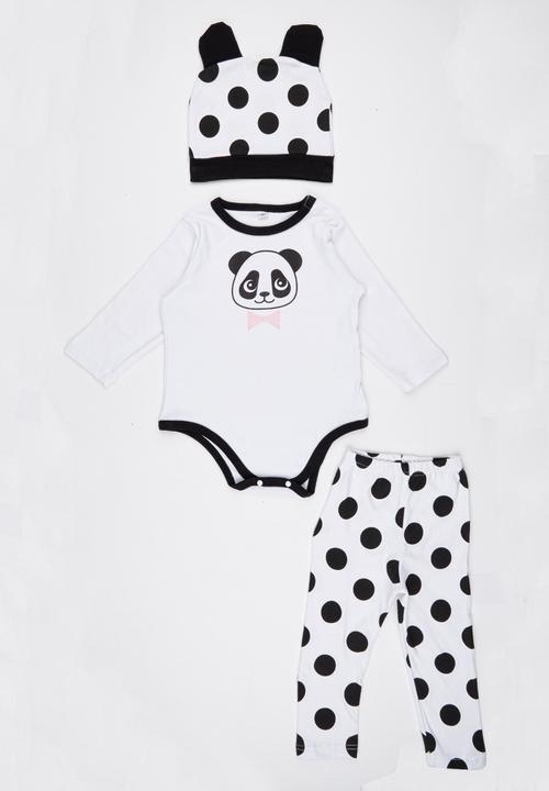Pop Candy - 3 Piece Panda  Set Black and White