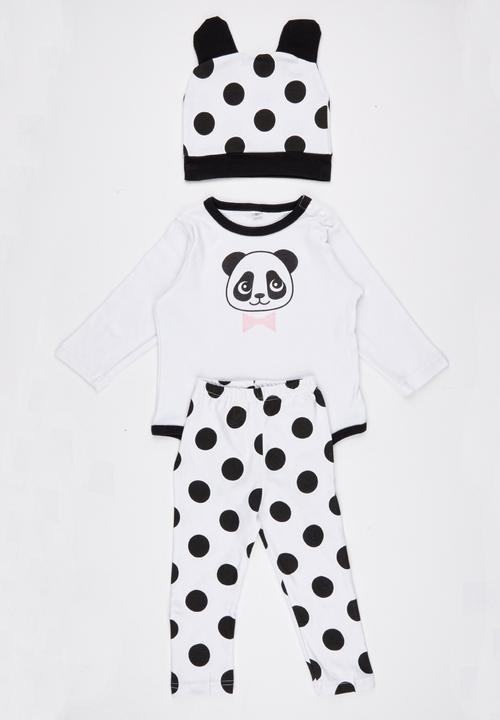 Pop Candy - 3 Piece Panda  Set Black and White
