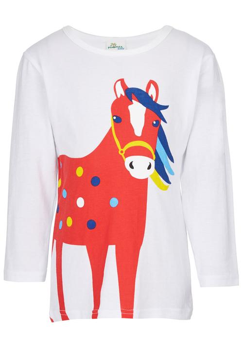 Pop Candy - Crew Neck Long Sleeve Horse Tee White