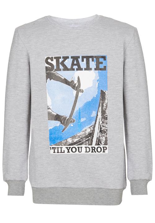 Rebel Republic - Printed Fleece Sweater Grey Melange