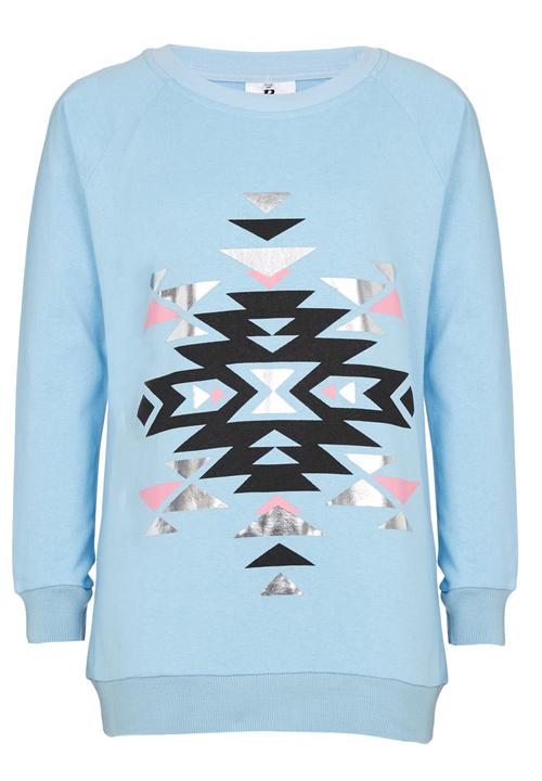 Rebel Republic - Longer Length Fleece Sweater Pale Blue