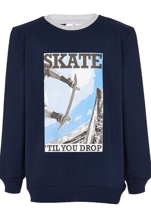 Rebel Republic - Printed Fleece Sweater Navy