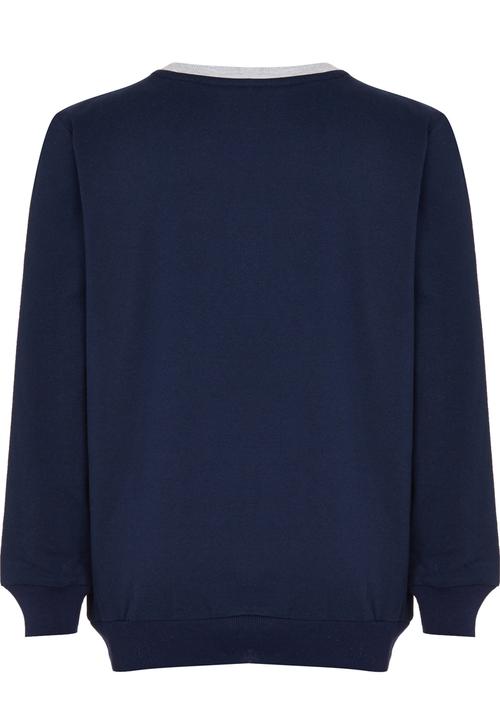 Rebel Republic - Printed Fleece Sweater Navy