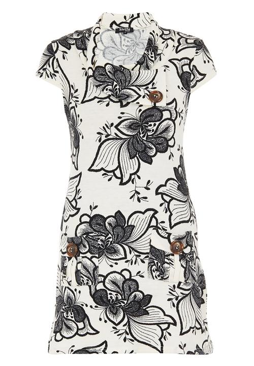 Revenge - Monochrome Flower Tunic Black and White