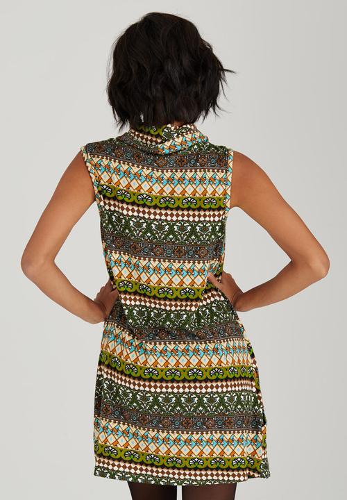 Revenge - Patterned Tunic Mid Green